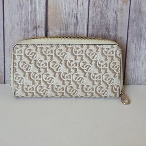 Coach Signature Zip Around Wallet in White and Tan